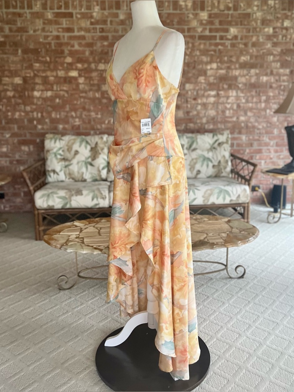 Bardot Kalani Yellow Floral Hi Low Midi Dress 8 NWT Cocktail Party - Picture 7 of 16